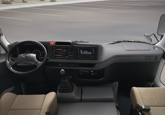 Toyota Coaster 2025 23-seater minibus cabin official product photo